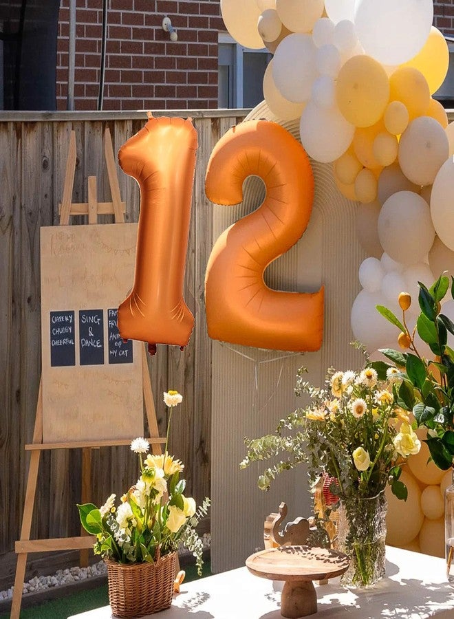 WEIKA 40 Inch Orange Foil Mylar 12 Number Balloon | 12th Birthday Decorations for Girls And Boys | 12 Birthday Balloon for | 12th Anniversary Decoration | 21 Birthday Balloon for Girls And Boys - Image 2